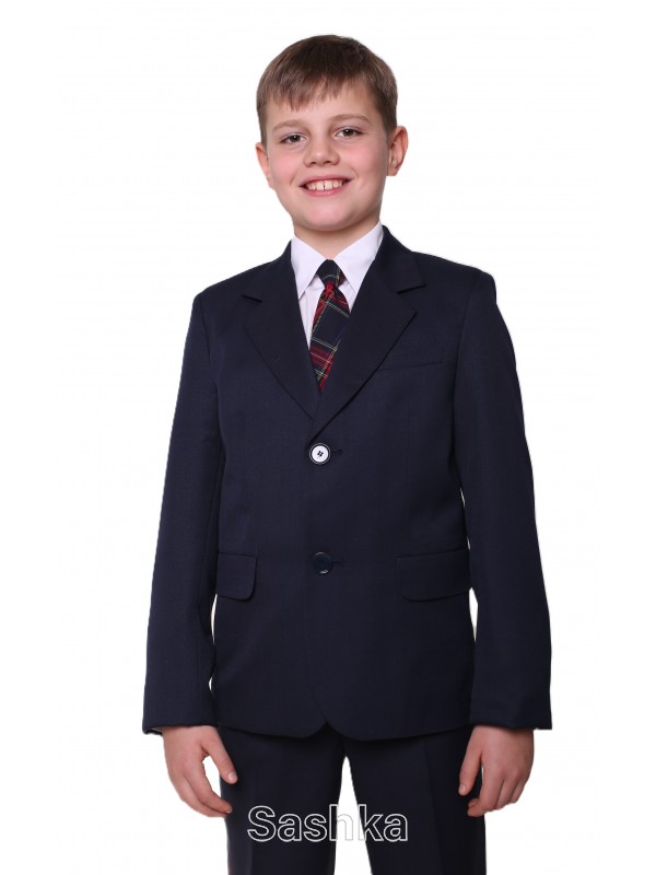 Піджак класичний для хлопчика Sashka напіввовна синій, розмір 116-146